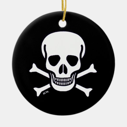 Knochen, schwarz, runde Keramik, auf 2 Seiten Keramik Ornament (Vorne)