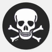 Knochen schwarze, kleine, runde Aufkleber (Vorderseite)