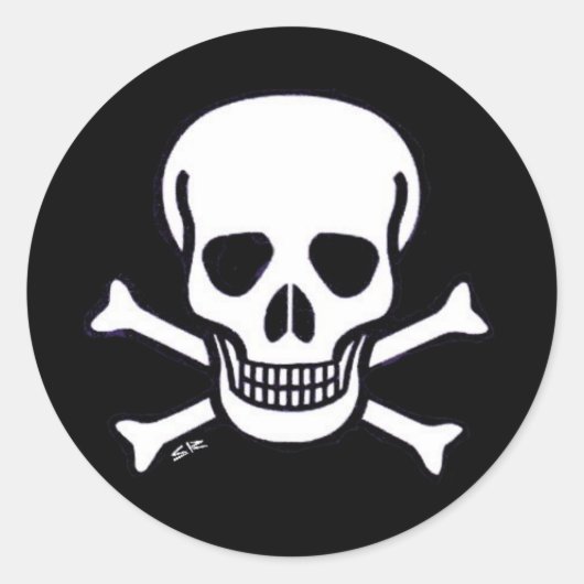 Knochen schwarze, kleine, runde Aufkleber (Vorderseite)