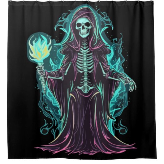 Knochen-Sensenmann Duschvorhang (Vorderseite)