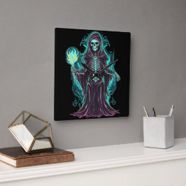 Knochen-Sensenmann Quadratische Wanduhr