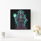 Knochen-Sensenmann Quadratische Wanduhr (Zuhause)