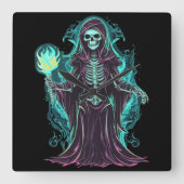 Knochen-Sensenmann Quadratische Wanduhr (Vorderseite)