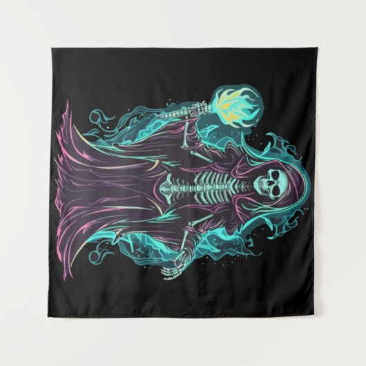 Knochen-Sensenmann Wandteppich (Vorderseite (Horizontal))