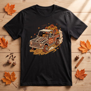Knochen-Trocken-Lieferungen Skelett-LKW Halloween T-Shirt