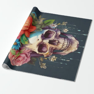 Knochen und Blüten, Schädel & Garden Blume Geschenkpapier