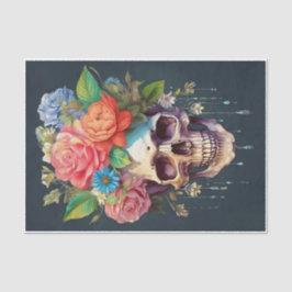 Knochen und Blüten, Schädel & Garden Blume Seidenpapier