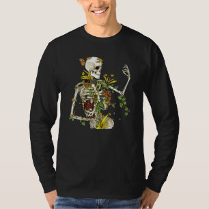 Knochen- und Botanik-Skelett-Halloween-Kostüm T-Shirt