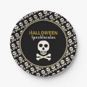 Knochen und Knochen, Gold, Halloween-Party Pappteller