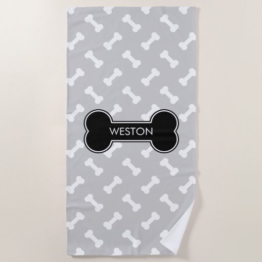 Knochen und Knochen, schwarz, mit Individuelle Nam Strandtuch (Vorderseite)