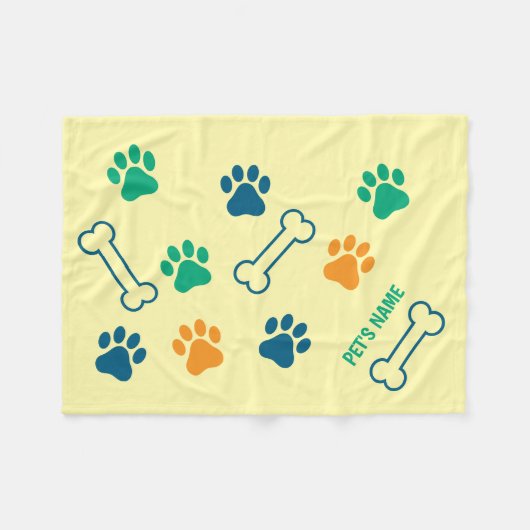 Knochen und Pawprint Personalisierte Dog-Decken Fleecedecke (Vorderseite (Horizontal))