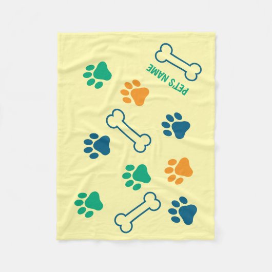 Knochen und Pawprint Personalisierte Dog-Decken Fleecedecke (Vorderseite)