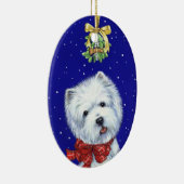 Knochen-Weihnachten Westie Verzierung durch Borgo Keramikornament (Rechts)