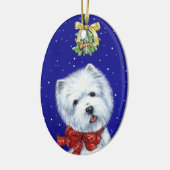 Knochen-Weihnachten Westie Verzierung durch Borgo Keramikornament (Links)