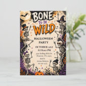 Knochen Wilde Halloween-Party Einladung (Stehend Vorderseite)