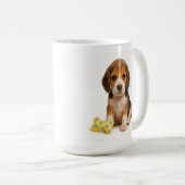 Knochen zum Wilden - Beagle Pup & Polka Dot Kaffeetasse (VorderseiteRechts)