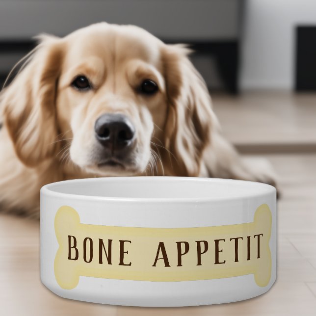 Knochenappetit Funny Pun Dog Bowl mit Paw Prints Napf ('Bone Appetit' Funny Pun Dog Bowl 🐾)