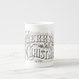 KNOCHENCHINA TASSE:  VINTAG "MERRY CHRISTMAS" PORZELLANTASSE