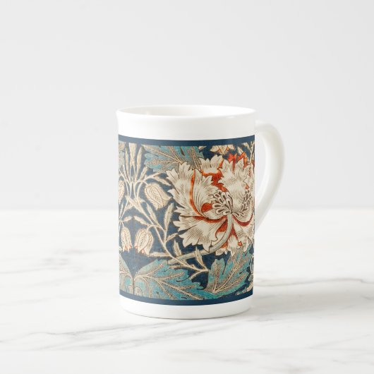 KNOCHENCHINA TASSE: WILLIAM MORRIS : HONEYSUCKLE PORZELLANTASSE (Vorderseite Rechts)