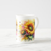 Knochenerkrankung - Sonnenblumen Porzellantasse (Vorderseite Rechts)