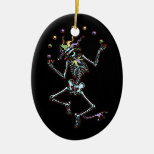 Knochenfigur eines Jongleur-Narren Keramikornament