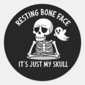 Knochenfront - Funny Skeleton Expression Desi Runder Aufkleber (Vorderseite)