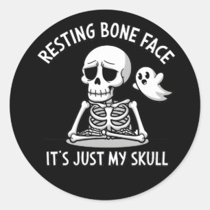 Knochenfront - Funny Skeleton Expression Desi Runder Aufkleber