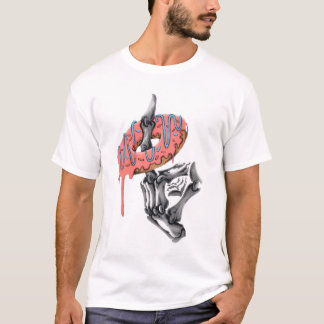 Knochenhand hält Donut – Lustiger Gothic Foodie T-Shirt