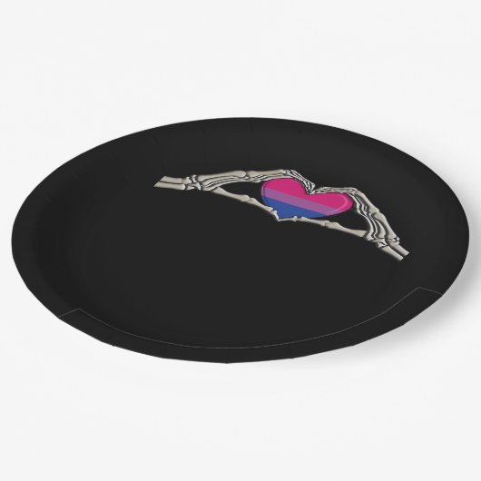 Knochenhandschuhe Pappteller (Schrägansicht)