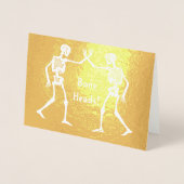 Knochenköpfe Skelettons Individuelle Name Happy Ha Folienkarte (Vorderseite)