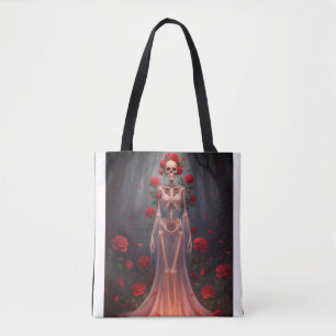 Knochenmädchen, das ein Hochzeitskleid in einem Wa Tasche