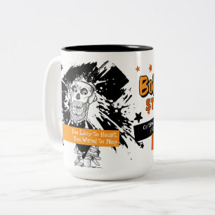 Knochenmüde still Wired - Funny Skeleton Halloween Zweifarbige Tasse