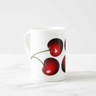 Knochenporzellan-Tasse mit Kirschen Porzellantasse