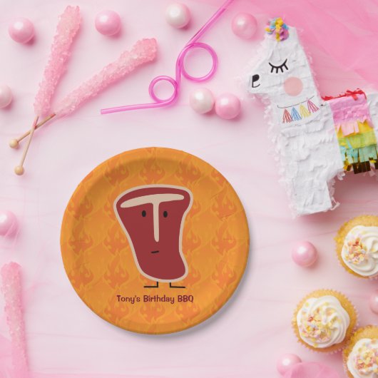 Knochensteak-Fleischprotein grillte Pappteller (Party)