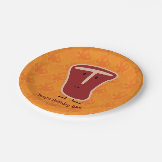 Knochensteak-Fleischprotein grillte Pappteller (Schrägansicht)