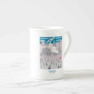Knochenstück China London Skyline Blue Gray Artwor Porzellantasse
