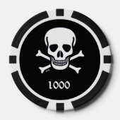 Knochenstück schwarz 1000 gestreifter Poker-Chip Pokerchips (Vorderseite)