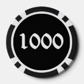 Knochenstück schwarz 1000 gestreifter Poker-Chip Pokerchips (Rückseite)
