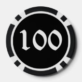 Knochenstück schwarz 100 gestreifter Poker-Chip Pokerchips (Rückseite)
