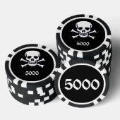 Knochenstück schwarz 5000 gestreifter Poker-Chip Pokerchips (Stapel)