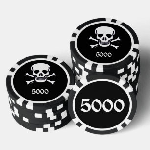 Knochenstück schwarz 5000 gestreifter Poker-Chip Pokerchips