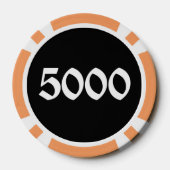 Knochenstück schwarz-orange 5000 gestreifter Poker Pokerchips (Rückseite)