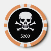 Knochenstück schwarz-orange 5000 gestreifter Poker Pokerchips (Vorderseite)