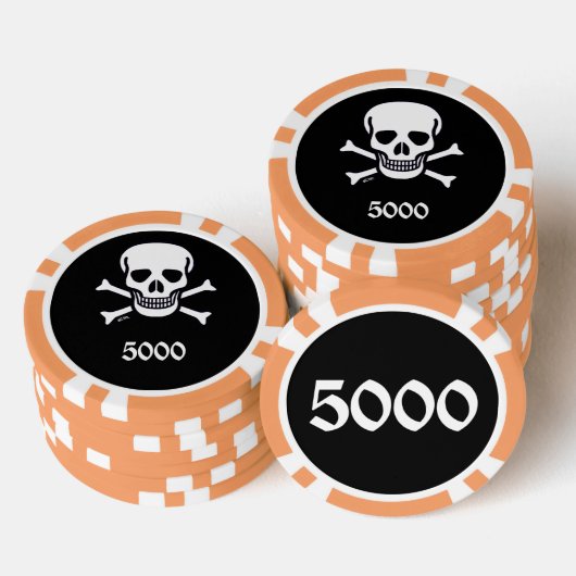 Knochenstück schwarz-orange 5000 gestreifter Poker Pokerchips (Stapel)