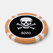 Knochenstück schwarz-orange 5000 gestreifter Poker Pokerchips (Einzeln)