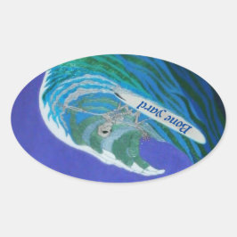 Knochensurfer Ovaler Aufkleber