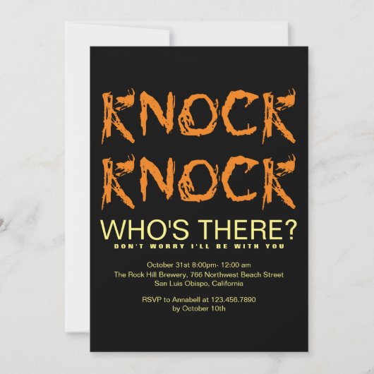 Knock Knock, der dort ist Foto Halloween-Party Inv Einladung (Vorderseite)