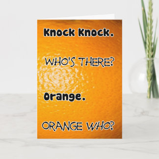 Knock Knock, der dort ist Orange Geburtstagskarte Karte