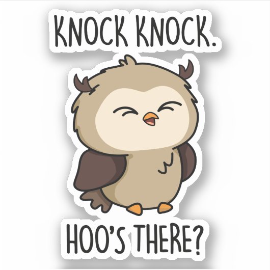 Knock Knock Hoos Es Funny Owl Puff Aufkleber (Vorderseite)