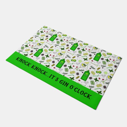 Knock Knock It's Gin Clock Funny Gin Drinker Fußmatte (Schrägansicht)